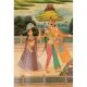Hand painted Art Canvas Mughal Painting Of King And Queen Enjoying Wine