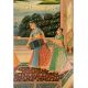 Hand painted Art Canvas Mughal Painting Of King And Queen Enjoying Wine