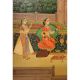 Handmade Mughal Canvas Painting Romantic Harem Watercolour Art