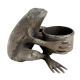 Handmade Black Brass Frog Holding Small Planter