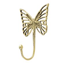 Handmade Golden Brass Butterfly Wall Mounted Hook for Hanging Clothes