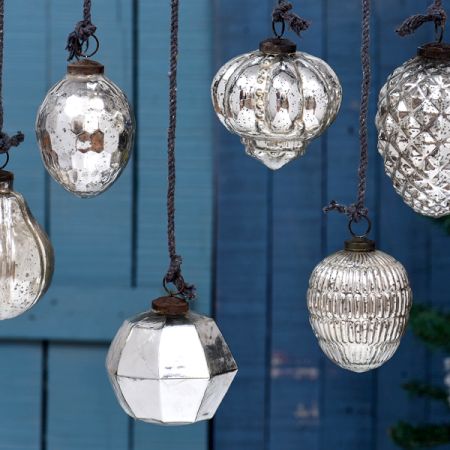 Silver Christmas Hanging In Set Of 6