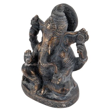 Handmade Black Brass Ganesha Statue In Sitting Posture