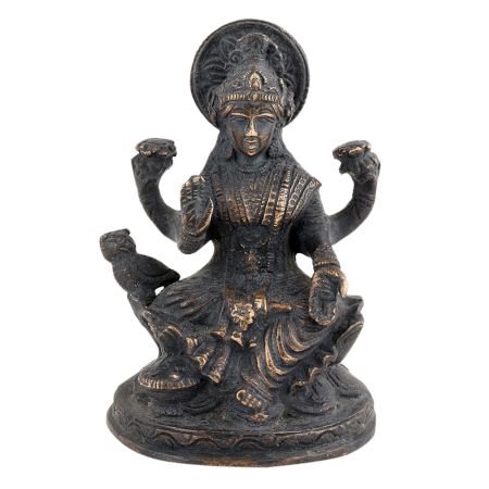 Handcrafted Black Brass Sitting Laxmi Devi Statue