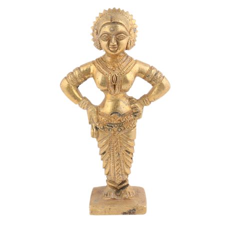 Goddess Rakhumai wife of Lord Vitthal Handmade Golden Brass statue