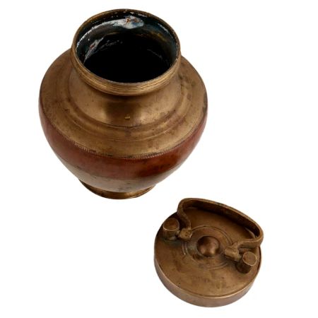 Handmade Brown Orange Brass Ganga Jamuna Pot Or Kamadal