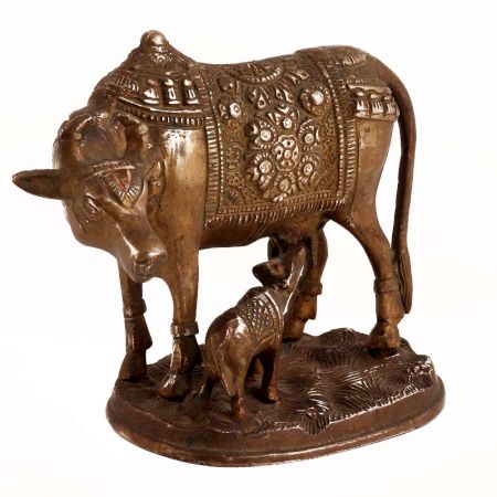 Cow With Calf Carved For Good Luck And Prosperity