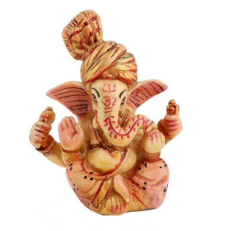 Ganesh's Hand-painted Handmade Small Designed From White Stone Powder