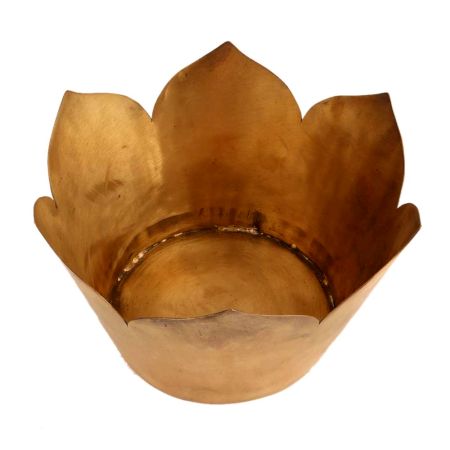 Handmade Brown Brass Round Lotus Shape Flower Pot