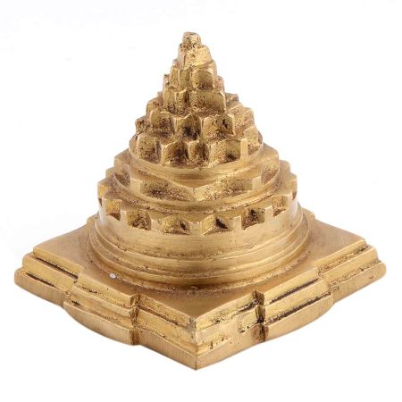 Handmade Golden Brass Meru Laxmi Shree Yantra Statue