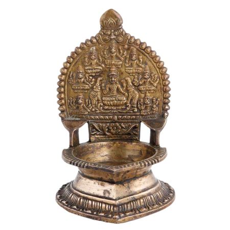 Handmade Brown Brass Ashtalakshmi VilakkuÂ Oil Lamp