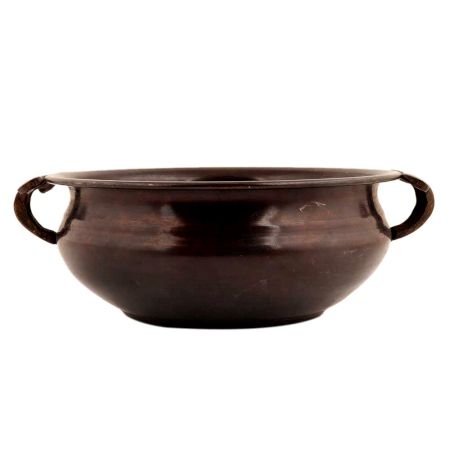 Handmade Brown Brass Water Decoration Urli with Two Handles