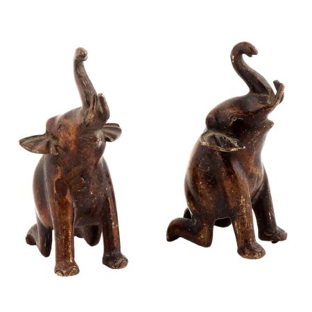 Handmade Brown Brass Elephant Statue Pair