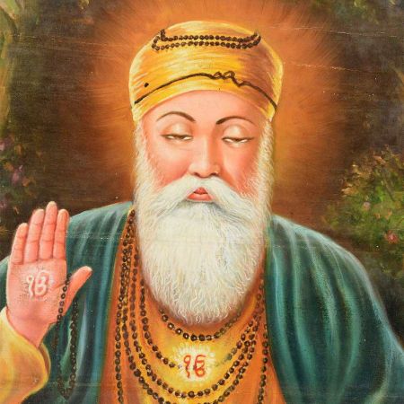 Handmade Multicolored Indian painting Of Sikh Guru Gurunanak Devji