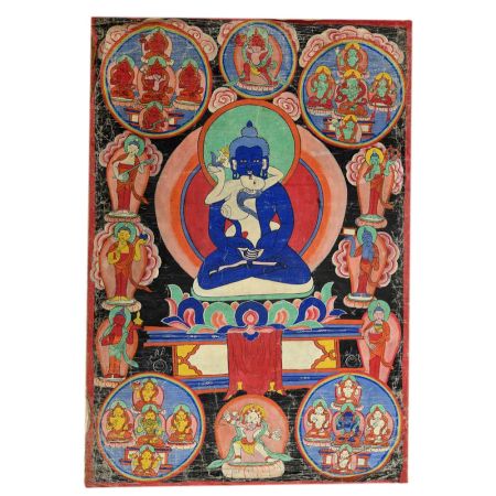 Hand Made Multicolored Primordial Buddha Kuntuzangpo Tibetan Thangka Painting