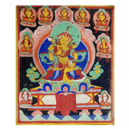 Handmade Multicolored Samantabhadra Buddha With His Consort Tibetan Thanka Painting