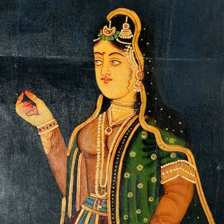 Handmade Multi-coloured Mughal Queen Art Canvas Painting