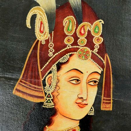 Handmade Multi-coloured Mughal Queen Art Canvas Painting
