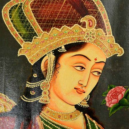 Handmade Multicolour Mughal Painting Of Empress Noor Jahan