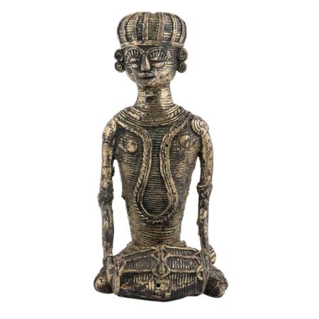 Man Drummer Statue In Antique Brass