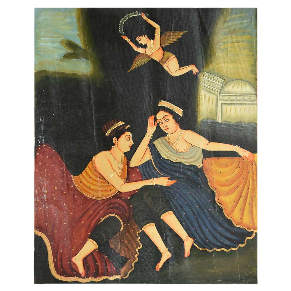 Handmade Multicolored Couple Painting For Home Decoration