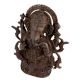 Handmade Brown Brass Sitting Ganesha Statue With Intricate Design