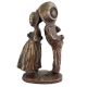 Handmade Patinated Gold  Brass Girl Kissing Boy Statue