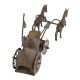 Handmade Brown Brass Chariot Or Cart With Two Horses