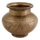 Handmade Patinated Brass Water Pot With Carved Images