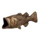 Handmade Brown Brass Fish Statue With Open Mouth And Gills