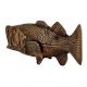 Handmade Brown Brass Fish Statue With Open Mouth And Gills