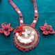 Gamcha Neckpiece With Jute And Kaudi With Earrings Set
