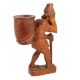 Handmade Brown Wooden Statue Of Old Man With Bag  At Back