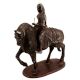 Handmade Black Metal Indian Lady Warrior On Horse Statue