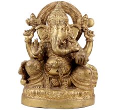 Handmade Golden Brass Lord Ganesha Blessing pose