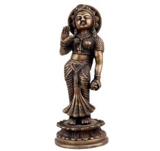 Handmade Brown Brass Indian Goddess Statue In Blessing Pose