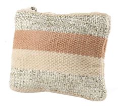 Multicolored Stripe  Handloom Dari With Lurex Ziptop Clutch Bag