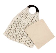 Hand Woven Cream Jute Tote Bag with Wooden Handle