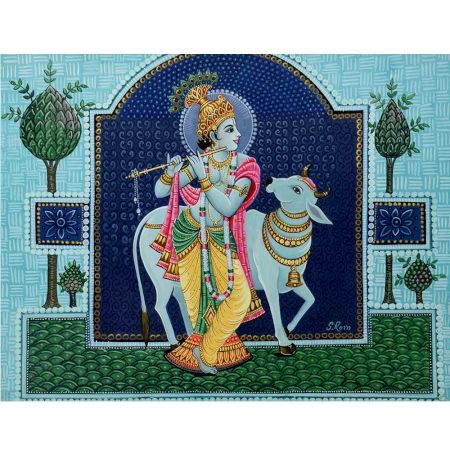 Lord Krishna with Kamdhenu