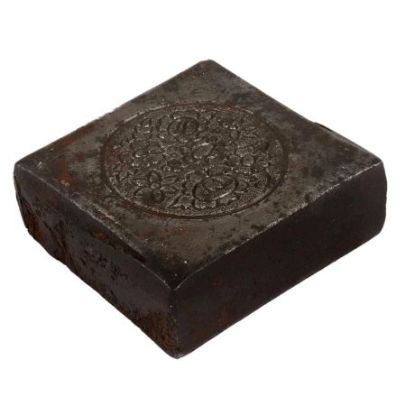 Handmade Black Brass Cube Shaped Paperweight With Engraved Floral Design