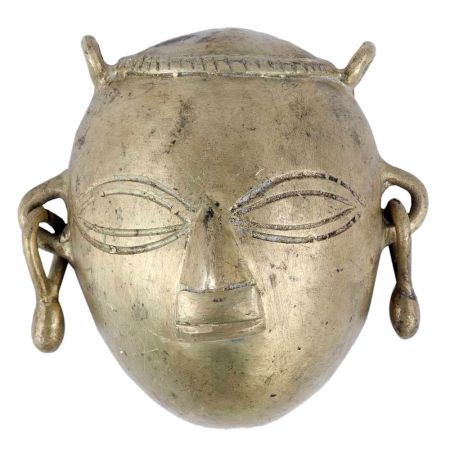 Handmade Golden Brass Tribal Man Mask Wall Hanging