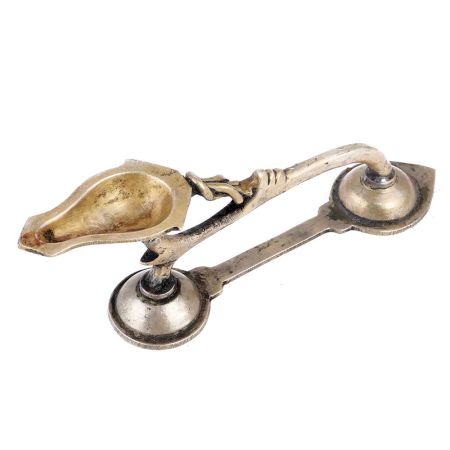 Handmade Golden Brass Diya With Long Snake Handle