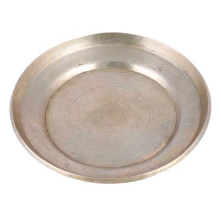 Handmade Round Brass Plate for Puja Or Bhog of Laddu