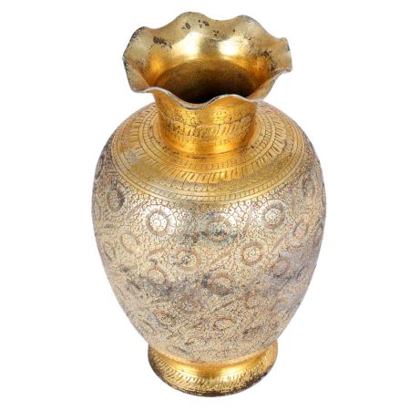 Handmade Multicolored Brass Scalloped Flower Vase