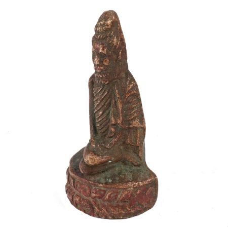 Handmade Brown Tarnished Brass Sitting Indian Sage Statue