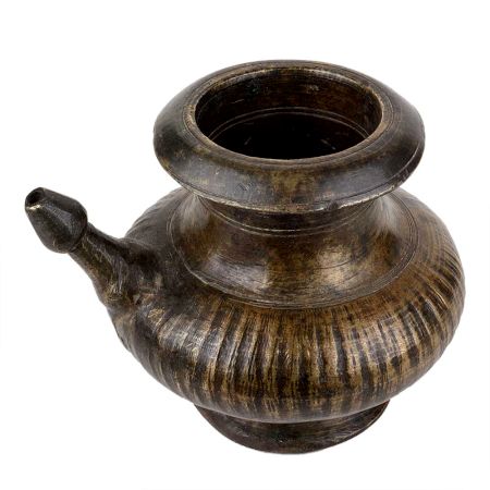 Handmade Brown Brass Water Pot with Spout