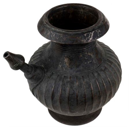 Handmade Black Stained Brass Pot With Spout