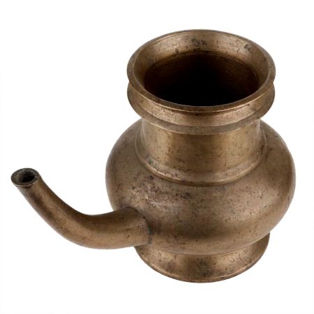 Handmade Brown Patina Brass Kindi Holy Water Pot