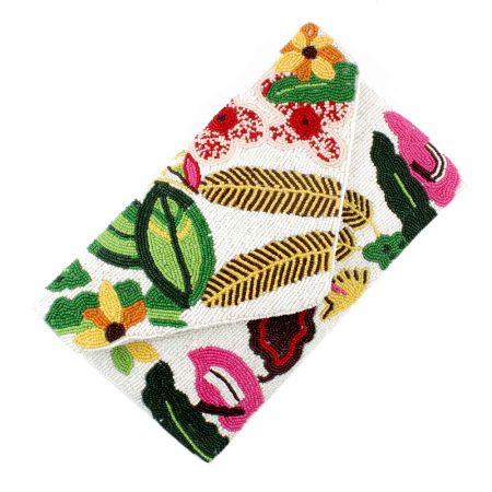 Multicolored Handcrafted Glass Beaded Cotton Clutch