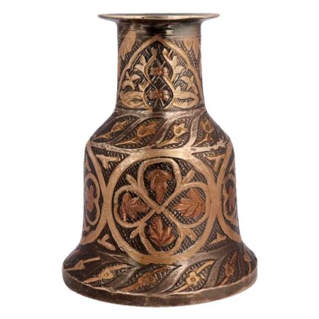 Handmade Copper Finish Brass Floral Design Engraved Bell Shape Hookah Base